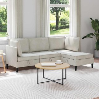 Zestaw mebli do salonu z poduszką 4 pcs kremowy Welur