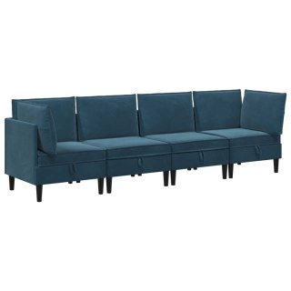 Zestaw mebli do salonu z poduszką 4 pcs niebieski Welur