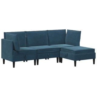 Zestaw mebli do salonu z poduszką 4 pcs niebieski Welur