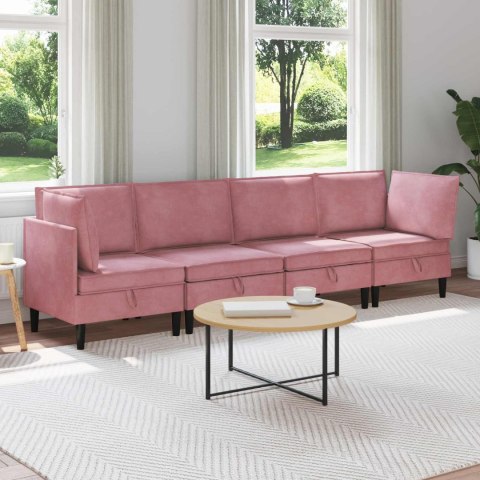 Zestaw mebli do salonu z poduszką 4 pcs różowy Welur
