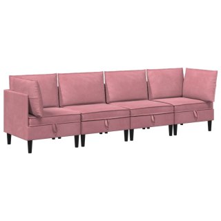 Zestaw mebli do salonu z poduszką 4 pcs różowy Welur