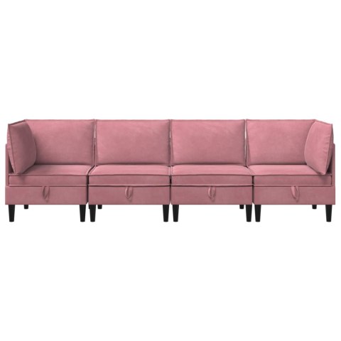 Zestaw mebli do salonu z poduszką 4 pcs różowy Welur