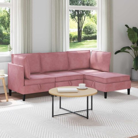 Zestaw mebli do salonu z poduszką 4 pcs różowy Welur
