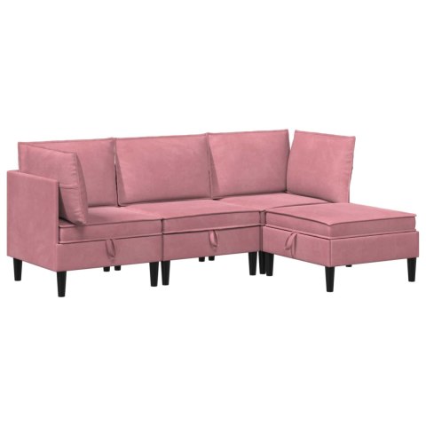 Zestaw mebli do salonu z poduszką 4 pcs różowy Welur