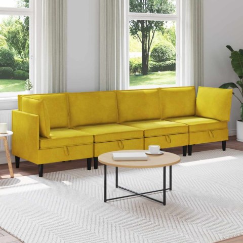 Zestaw mebli do salonu z poduszką 4 pcs żółty Welur