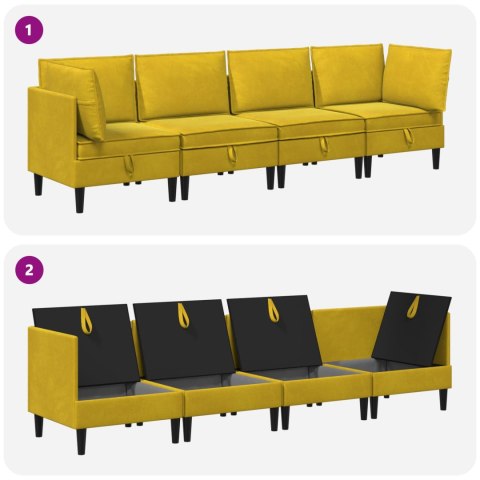 Zestaw mebli do salonu z poduszką 4 pcs żółty Welur
