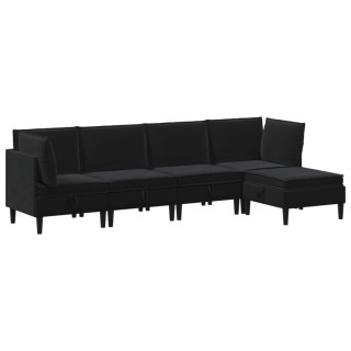 Zestaw mebli do salonu z poduszką 5 pcs Czarny Welur