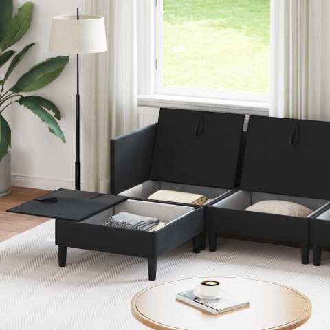 Zestaw mebli do salonu z poduszką 5 pcs Czarny Welur