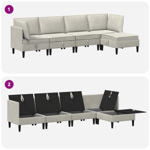 Zestaw mebli do salonu z poduszką 5 pcs kremowy Welur