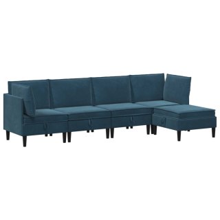 Zestaw mebli do salonu z poduszką 5 pcs niebieski Welur