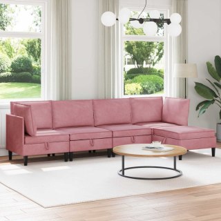 Zestaw mebli do salonu z poduszką 5 pcs różowy Welur
