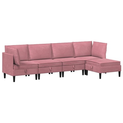 Zestaw mebli do salonu z poduszką 5 pcs różowy Welur