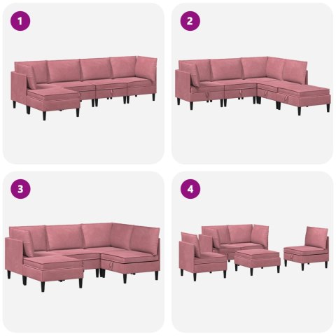 Zestaw mebli do salonu z poduszką 5 pcs różowy Welur