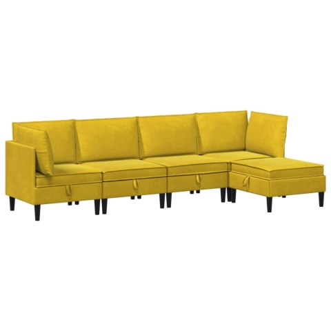 Zestaw mebli do salonu z poduszką 5 pcs żółty Welur