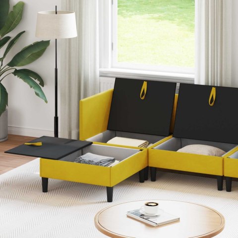 Zestaw mebli do salonu z poduszką 5 pcs żółty Welur