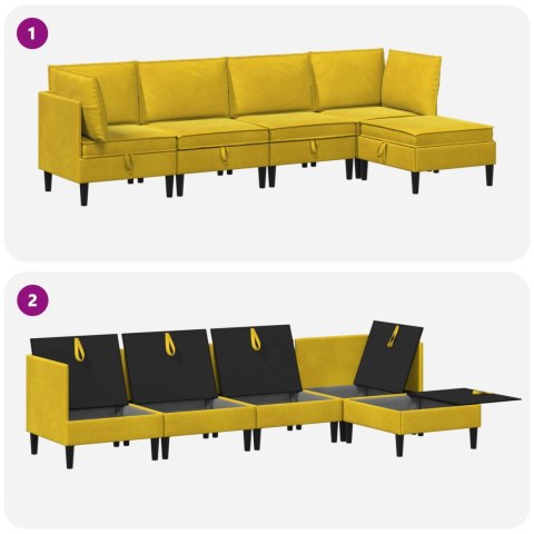 Zestaw mebli do salonu z poduszką 5 pcs żółty Welur