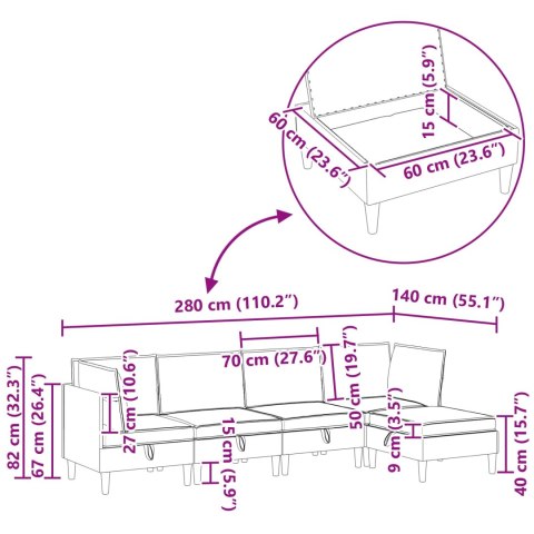 Zestaw mebli do salonu z poduszką 5 pcs żółty Welur