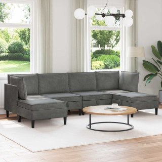 Zestaw mebli do salonu z poduszką 6 pcs ciemnoszary Welur