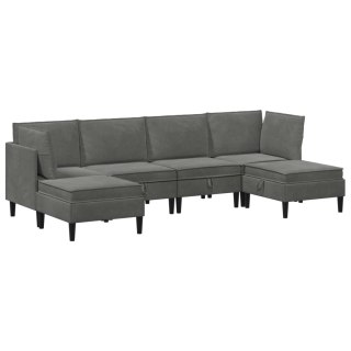 Zestaw mebli do salonu z poduszką 6 pcs ciemnoszary Welur
