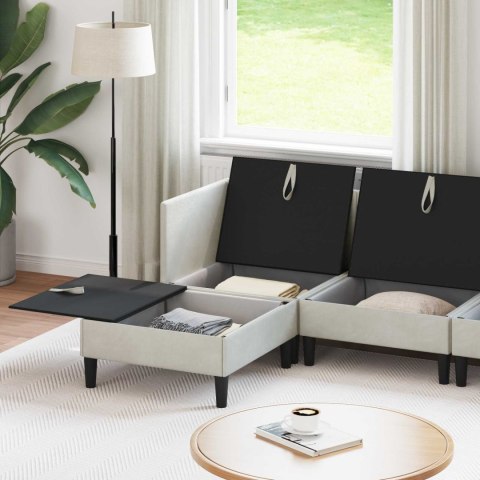 Zestaw mebli do salonu z poduszką 6 pcs kremowy Welur