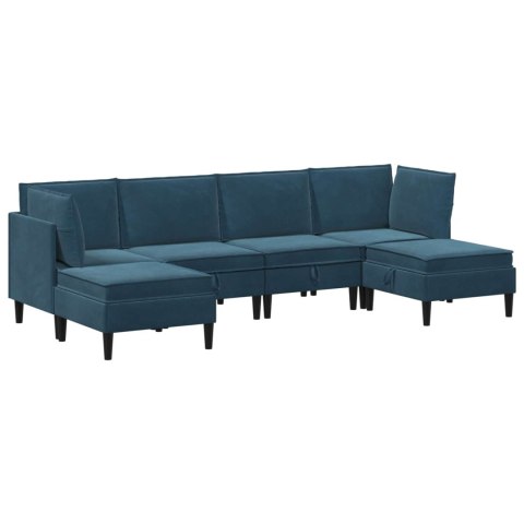 Zestaw mebli do salonu z poduszką 6 pcs niebieski Welur