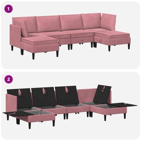 Zestaw mebli do salonu z poduszką 6 pcs różowy Welur