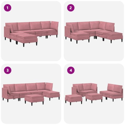 Zestaw mebli do salonu z poduszką 6 pcs różowy Welur