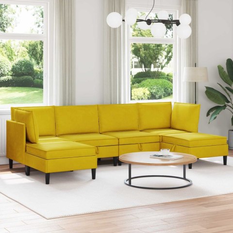 Zestaw mebli do salonu z poduszką 6 pcs żółty Welur