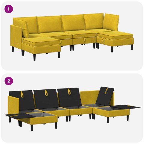 Zestaw mebli do salonu z poduszką 6 pcs żółty Welur