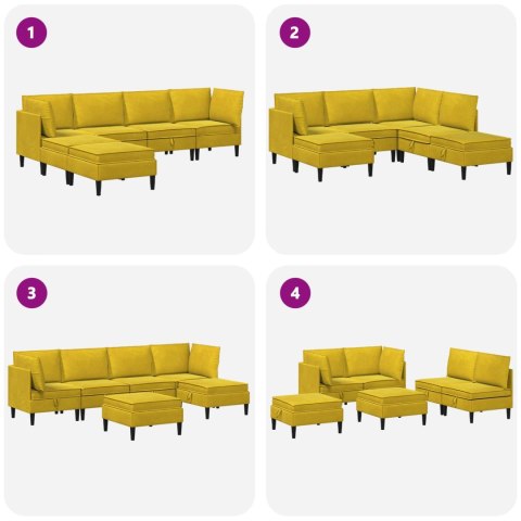 Zestaw mebli do salonu z poduszką 6 pcs żółty Welur