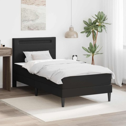 Ramka łóżka z paskami LED Czarny 100 x 200 cm Ekoskóra