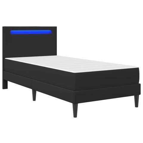 Ramka łóżka z paskami LED Czarny 100 x 200 cm Ekoskóra