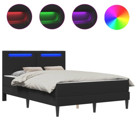 Ramka łóżka z paskami LED Czarny 120 x 200 cm Ekoskóra