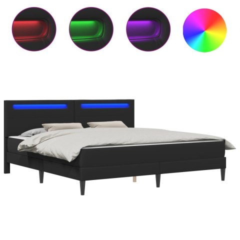 Ramka łóżka z paskami LED Czarny 180 x 200 cm Ekoskóra