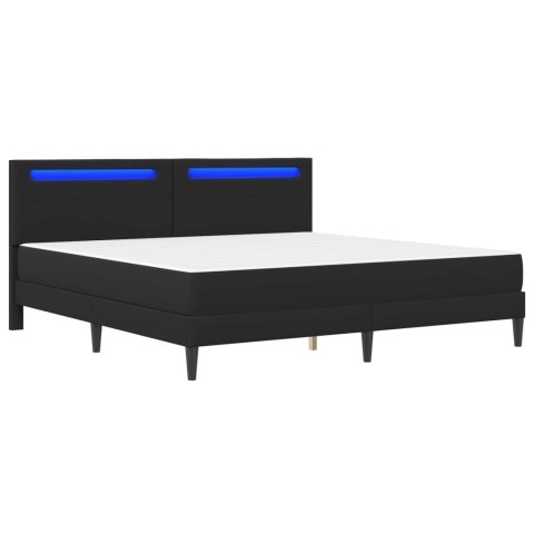 Ramka łóżka z paskami LED Czarny 180 x 200 cm Ekoskóra