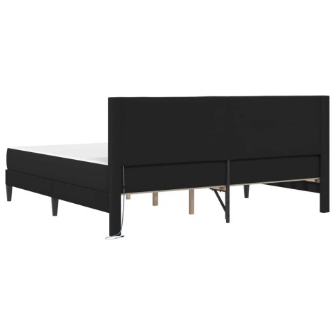 Ramka łóżka z paskami LED Czarny 180 x 200 cm Ekoskóra