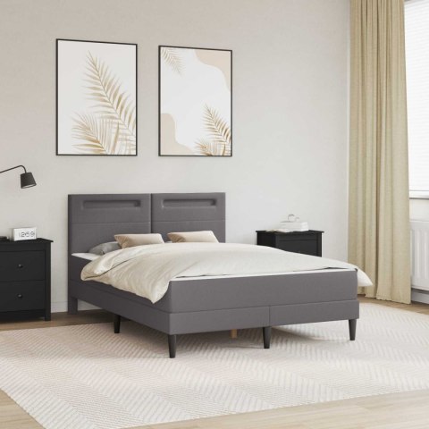 Ramka łóżka z paskami LED Szary 120 x 200 cm Ekoskóra