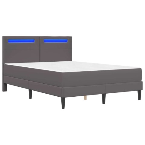 Ramka łóżka z paskami LED Szary 140 x 200 cm Ekoskóra