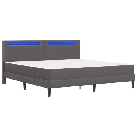Ramka łóżka z paskami LED Szary 180 x 200 cm Ekoskóra