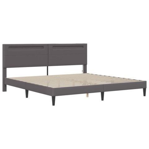 Ramka łóżka z paskami LED Szary 180 x 200 cm Ekoskóra