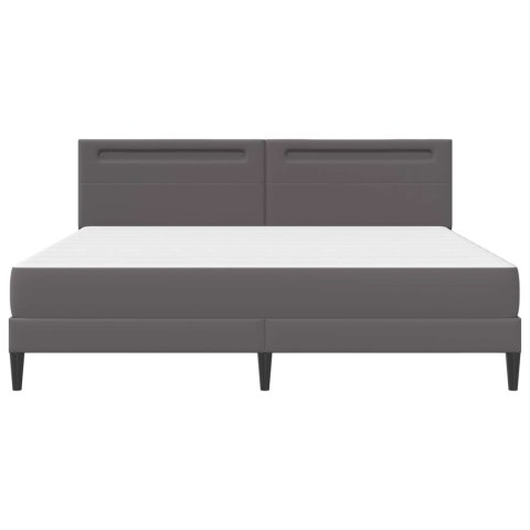 Ramka łóżka z paskami LED Szary 200 x 200 cm Ekoskóra