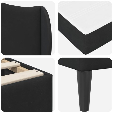 Ramka łóżka Z zagłówkiem 2 pcs Czarny 120 x 190 cm Welur