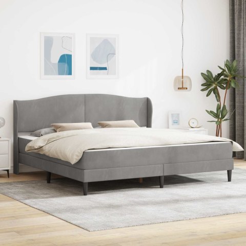 Ramka łóżka Z zagłówkiem jasnoszary 200 x 200 cm Welur