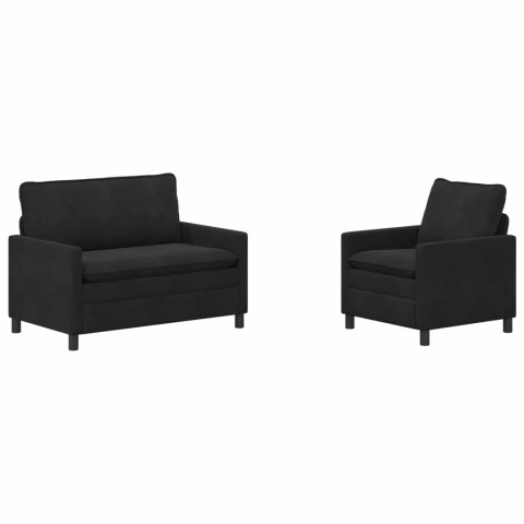 Zestaw Sof 2 pcs Czarny Welur