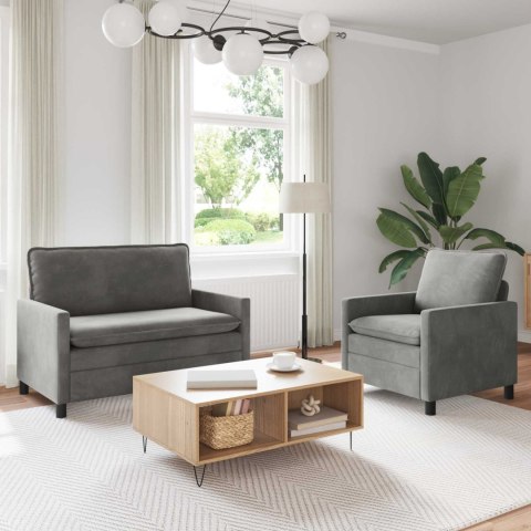 Zestaw Sof 2 pcs jasnoszary Welur