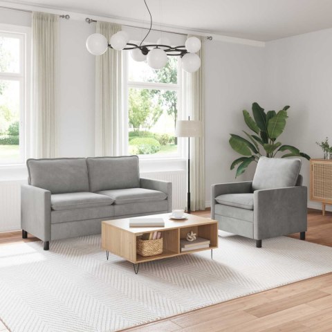 Zestaw Sof 2 pcs jasnoszary Welur