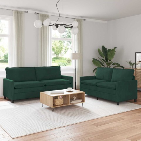 Zestaw Sof 2 pcs Ciemnozielony Welur
