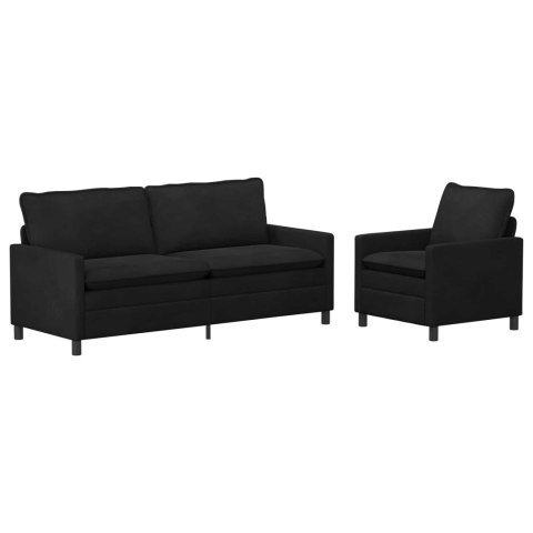 Zestaw Sof 2 pcs Czarny Welur