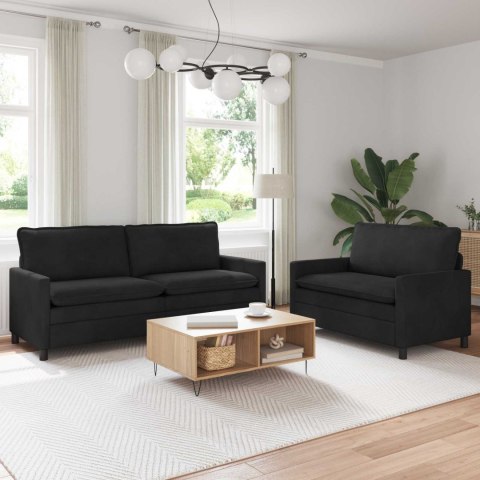 Zestaw Sof 2 pcs Czarny Welur