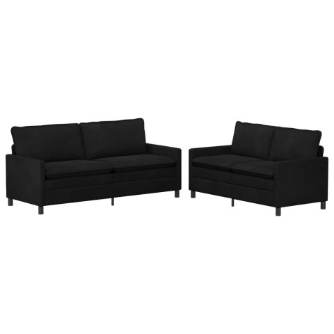 Zestaw Sof 2 pcs Czarny Welur